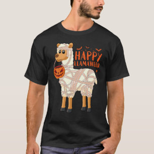 Happy Llamaween  Halloween Llama Alpaca Mummy Pump T-Shirt