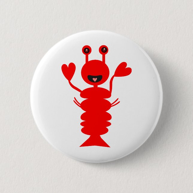 Happy Lobster 2 Inch Round Button (Front)