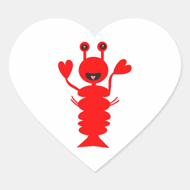 Happy Lobster Heart Sticker (Front)