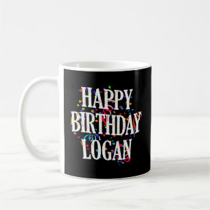 Happy Logan First Name Colourful Bday Coffee Mug