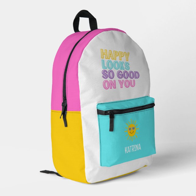 Happy Looks So Good On You Backpack (Back Corner Left)