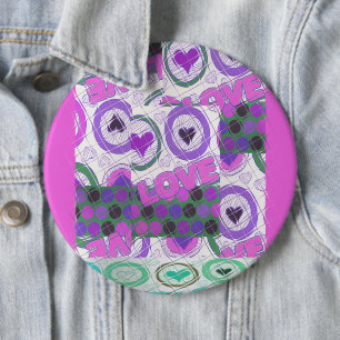 Happy Love craze 6 Inch Round Button