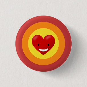 Happy Love Heart 1 Inch Round Button