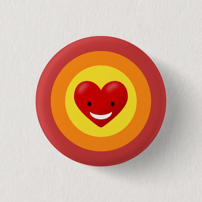 Happy Love Heart 1 Inch Round Button (Front)
