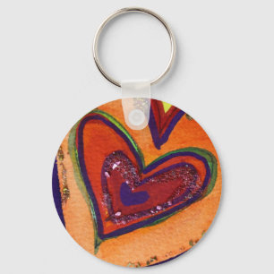 Happy Love Hearts Pendant Art Keychain Charm