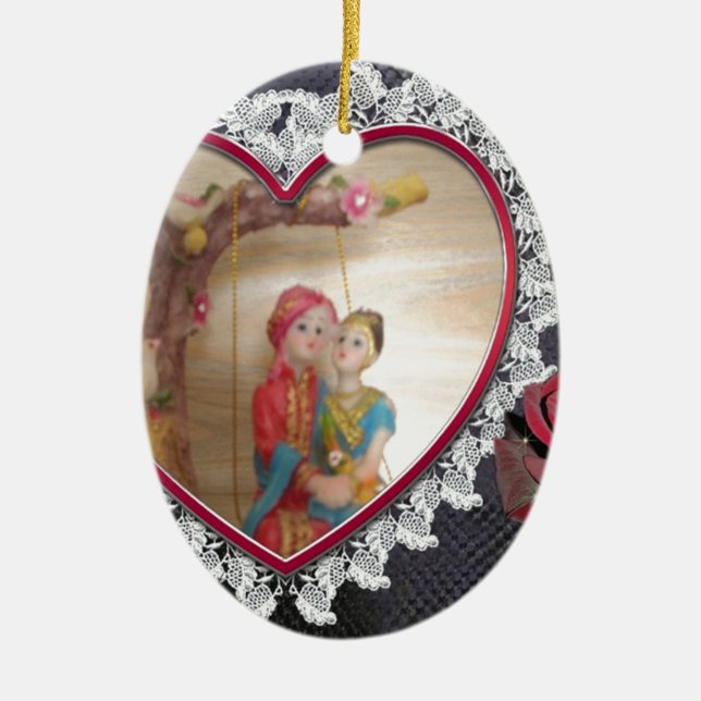 Happy Lovers day Ceramic Ornament (Front)