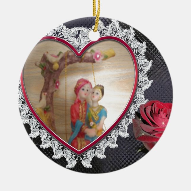 Happy Lovers day Ceramic Ornament (Front)