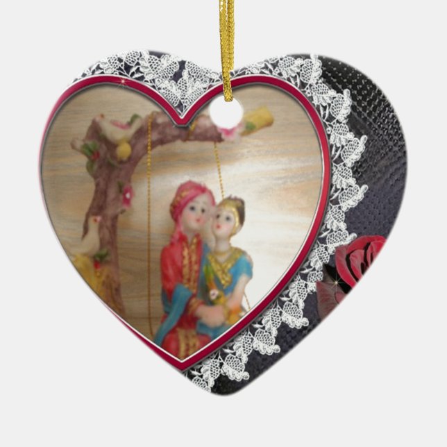 Happy Lovers day Ceramic Ornament (Front)