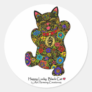 Happy Lucky Black Cat Sticker