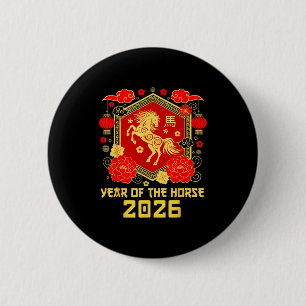Happy Lunar Chinese New Year Of The Horse 2026 Zod 2 Inch Round Button