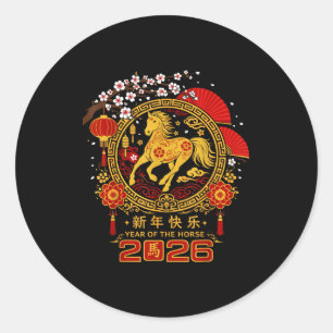 Happy Lunar Chinese New Year Of The Horse 2026 Zod Classic Round Sticker