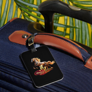 Happy Lunar New Year Majestic Golden Horse Luggage Tag