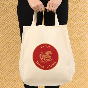 Happy Lunar New Year of the Horse Lucky Clouds Tote Bag