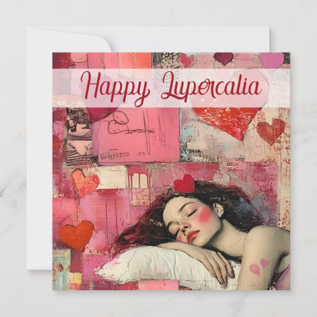 Happy Lupercalia Vintage Heart Collage Valentine Holiday Card (Front)