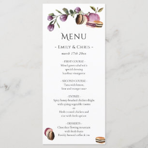 Happy Macaron Elegant Violet Floral Modern Menu