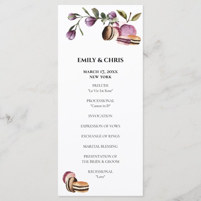 Happy Macaron | Elegant Violet Floral Modern Program (Front)