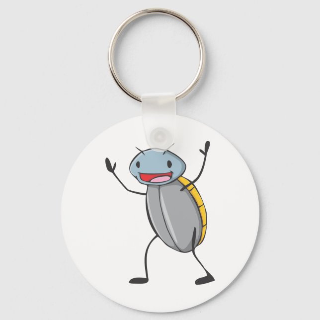 Happy Madagascar Hissing Cockroach Cartoon Keychain (Front)