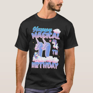Happy Magical 11th Birthday Flying Unicorns Birthd T-Shirt