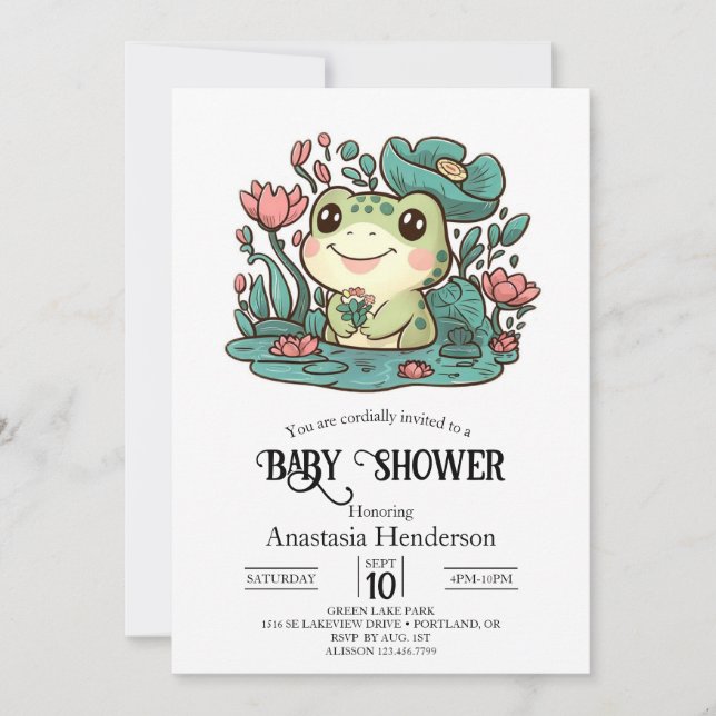  Happy Magical Frog Baby Shower Invitation (Front)
