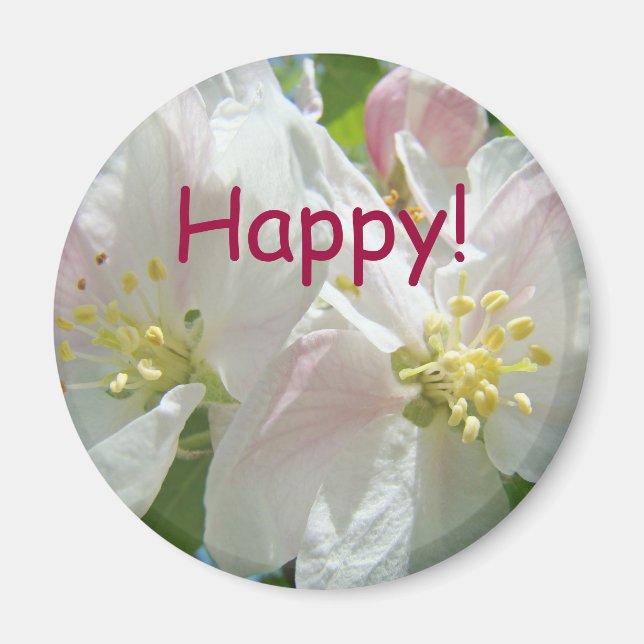 Happy! magnets Spring Apple Blossom Flowers (Front)