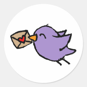 Happy mail bird classic round sticker