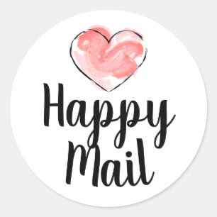Happy Mail Business - Cute Heart Classic Round Sticker