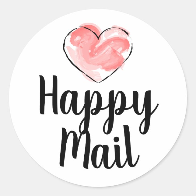 Happy Mail Business - Cute Heart Classic Round Sticker (Front)