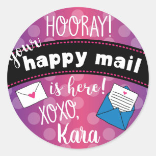 Happy mail classic round sticker