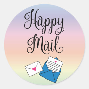 Happy mail classique autocollant rond