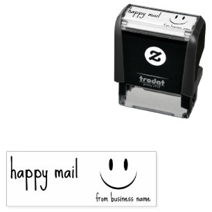Happy Mail from Business Name Face Smile Self-inking Stamp