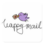 Happy mail rond autocollants d'affaires avec oisea