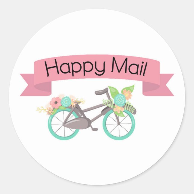 Happy Mail Sticker - floral bicycle!! (Front)