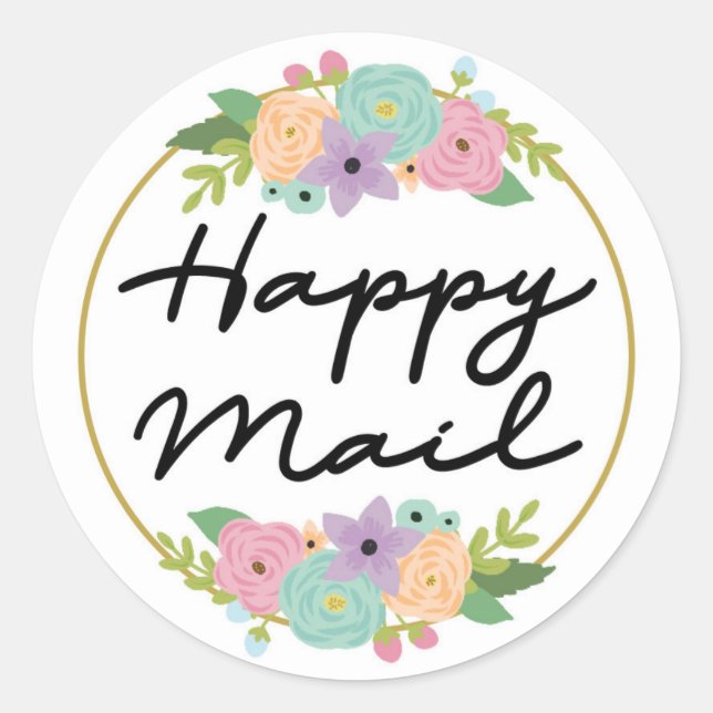 Happy Mail Sticker - floral design!! (Front)