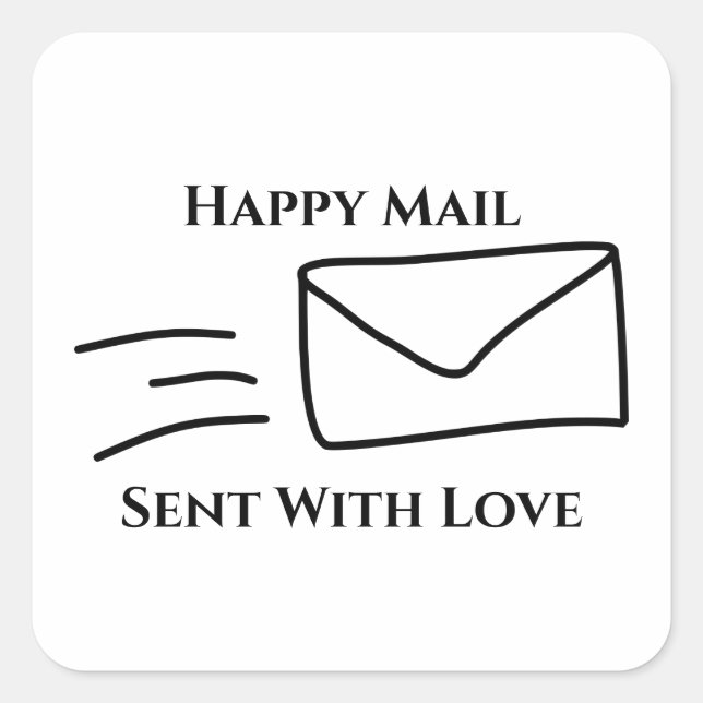 Happy Mail Stickers, Sent With Love Stickers, Square Sticker (Front)