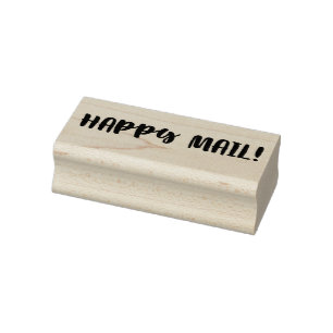 Happy Mail Wood and Rubber Stamp
