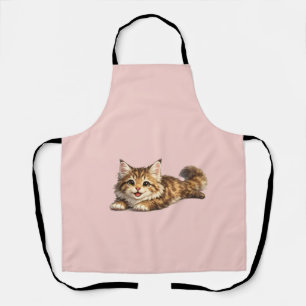 Happy Maine Coon Cat Cozy Positive Vibes Design Apron