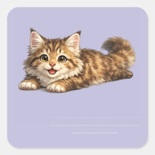 Happy Maine Coon Cat Cozy Positive Vibes Design Square Sticker