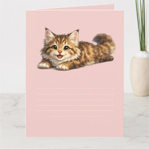 Happy Maine Coon Cat Cozy Positive Vibes Design Thank You Card