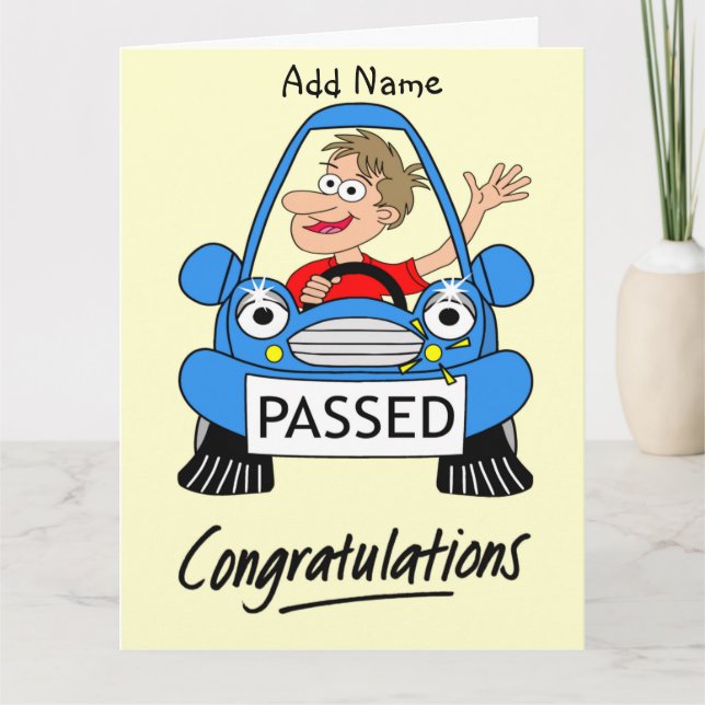Happy Male Just Passed Driving Test Card (Front)