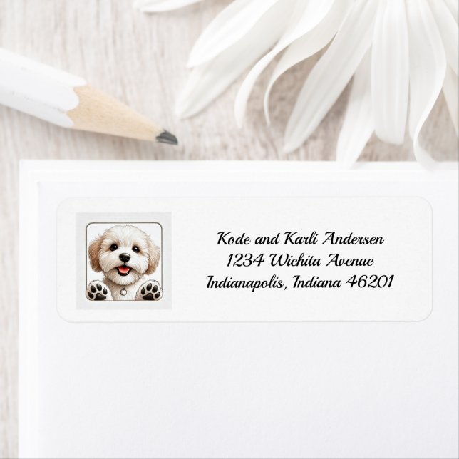 Happy Maltipoo Return Address Label (Insitu)