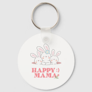 Happy Mama Bunny Rabbit   Keychain