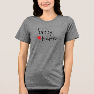 Happy Mama Minimal Heart Design Tri-Blend Shirt