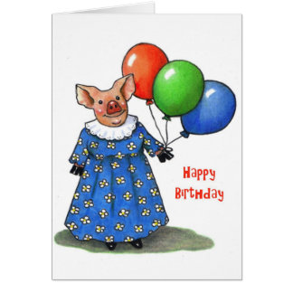 Happy Mama Pig With Balloons: Colour Pencil