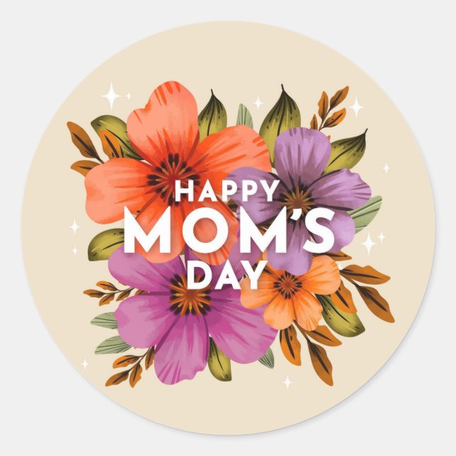 Happy Maman's Day Classic Round Sticker (Devant)