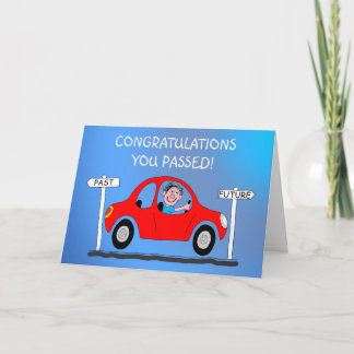 Happy man just passed drivimg test card