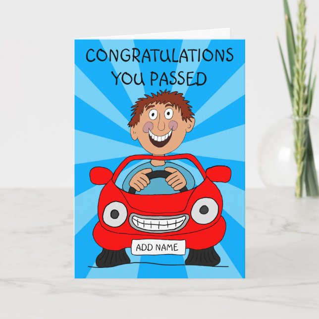Happy Man Just Passed Driving Test Card (Front)