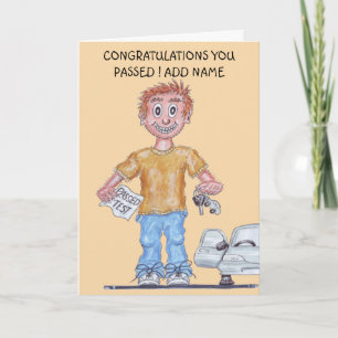 Happy man just passed driving test Card