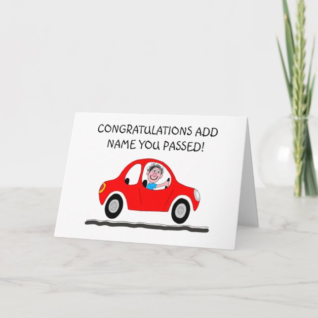 Happy man just passed driving test card (Front)
