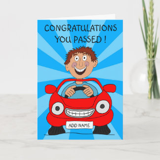 Happy Man Passed Driving Test Card