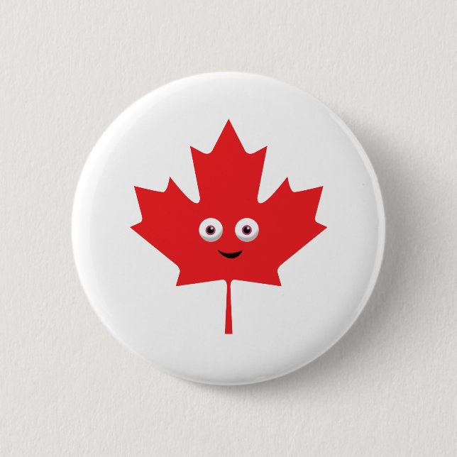 Happy Maple Leaf 2 Inch Round Button (Front)